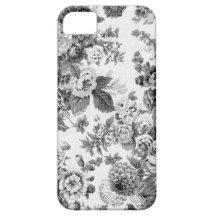 Ton gris noir et blanc Toile floral vintage No.3