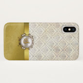 Coques Case-Mate iPhone Tone Or Chic & Crème Damask (Dos (Horizontal))