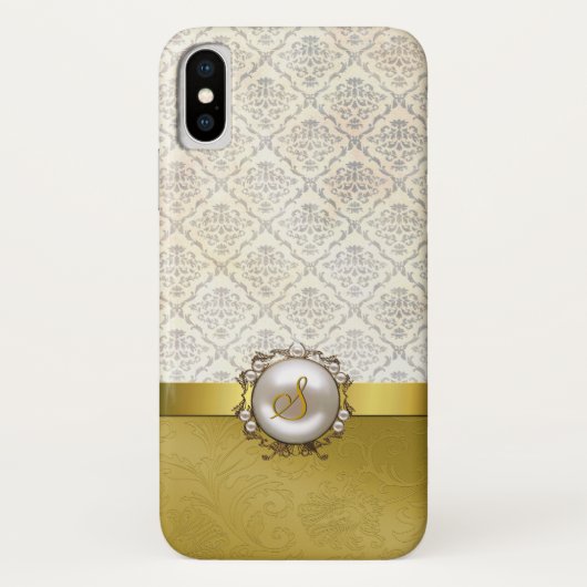 Coques Case-Mate iPhone Tone Or Chic & Crème Damask (Dos)