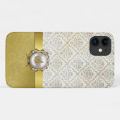 Coques Case-Mate iPhone Tone Or Chic & Crème Damask (Dos (Horizontal))