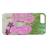 Coques Case-Mate iPhone tongs à pois rose avec lunettes de soleil (Dos (Horizontal))