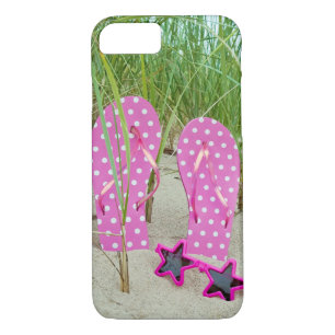 Coque Case-Mate Pour iPhone tongs à pois rose avec lunettes de soleil