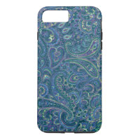 Tons Bleus Vintage Ornate Motif en tissu Paisley