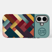 Coques Case-Mate iPhone Tons d'automne douillets Motif de tissage Monogram (Verso (horizontal))