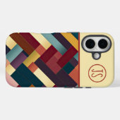 Coques Case-Mate iPhone Tons d'automne douillets Motif de tissage Monogram (Verso (horizontal))