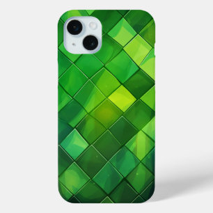 COQUE iPhone 15 MINI TONS DE CARRELAGE DIAGNONAL VERT ET OR IRLANDAIS