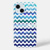 Coques Case-Mate iPhone tons de chevron à motifs bleus (Verso)