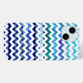 Coques Case-Mate iPhone tons de chevron à motifs bleus (Verso (horizontal))