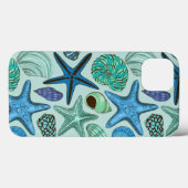 Coques Case-Mate iPhone Tons De Coquillages Bleus Et Motif D'Écre (Verso (horizontal))