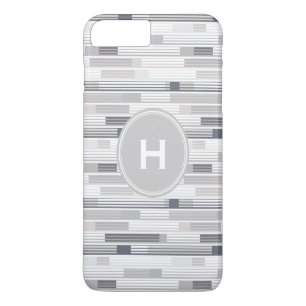 Coques Pour iPhone Tons de gris frais rayures Monogramme personnalisé