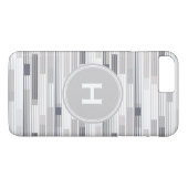 Coques Case-Mate iPhone Tons de gris frais rayures Monogramme personnalisé (Dos (Horizontal))
