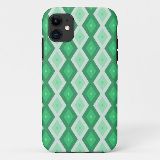 Coques Case-Mate iPhone Tons de motif diamant vert (Dos)