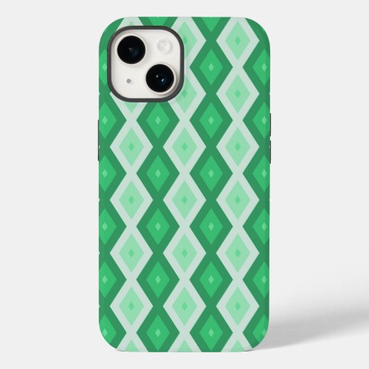 Coques Case-Mate iPhone Tons de motif diamant vert (Verso)
