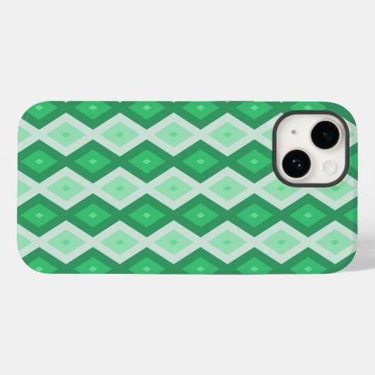 Coques Case-Mate iPhone Tons de motif diamant vert (Verso (horizontal))