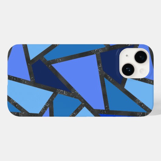 Coques Case-Mate iPhone Tons de motif en vitrail bleu (Verso (horizontal))