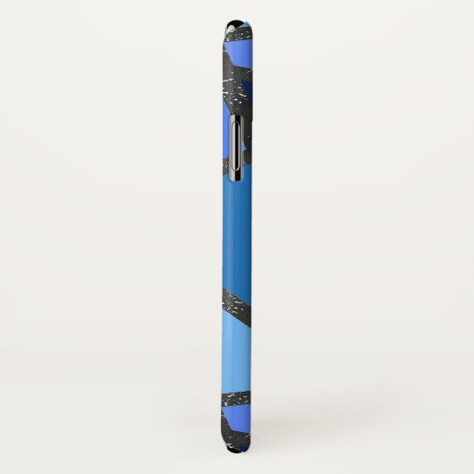 Coques Case-Mate iPhone Tons de motif en vitrail bleu (Dos/Droite)