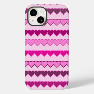 Coque Pour iPhone 14 Tons des lignes de coeur rose