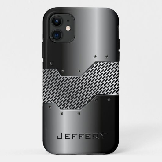 Coques Case-Mate iPhone Tons gris foncé brillant apparence métallique (Dos)