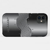 Coques Case-Mate iPhone Tons gris foncé brillant apparence métallique (Dos (Horizontal))