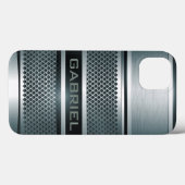 Coques Case-Mate iPhone Tons gris Revêtement métallique Collage-Monogramme (Verso (horizontal))