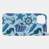 Coques Case-Mate iPhone Tons Nautiques Du Motif Bleu (Verso (horizontal))