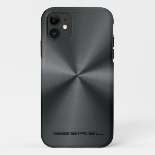 Coque iPhone 11 Tons Noir Métallurgique Acier Inoxydable Look