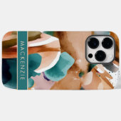 Coques Case-Mate iPhone Tons Terre Abstraits modernes Terracotta Turquoise (Verso (horizontal))