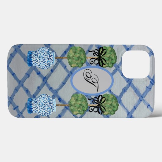 Coques Case-Mate iPhone Topiary Blue Ginger Jars Jar Mat   (Verso (horizontal))