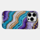Coques Case-Mate iPhone Topographie Abstraite violet et bleue (Verso (horizontal))