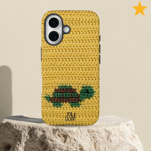 Coques Case-Mate iPhone Tortue au Crochet Mignonne Monogramme Initiales Pe