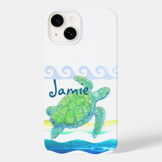 Coques Case-Mate iPhone Tortue bleue et verte (Verso)
