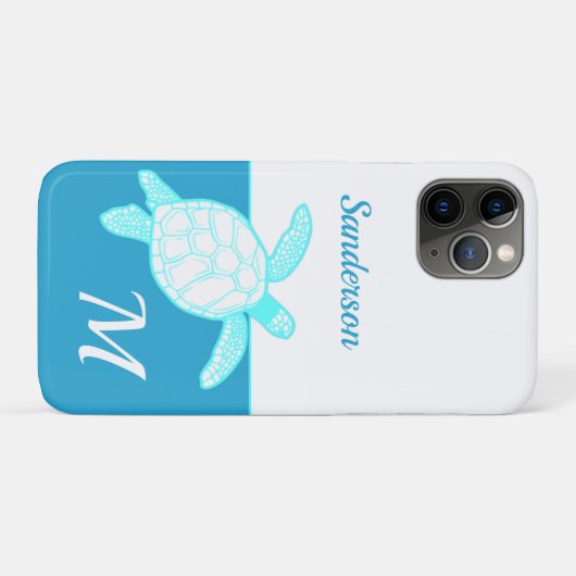 Coques Case-Mate iPhone Tortue côtière bleu Turquoise blanc (Dos (Horizontal))