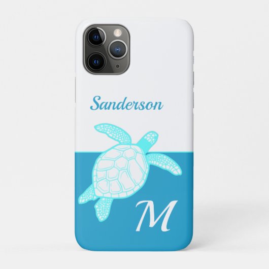 Coques Case-Mate iPhone Tortue côtière bleu Turquoise blanc (Dos)