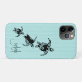 Coques Case-Mate iPhone Tortue de mer Aqua Stripe avec Monogramme (Dos (Horizontal))