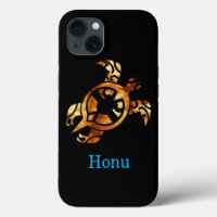 Tortue de mer hawaïenne de l'or tribal sur le noir