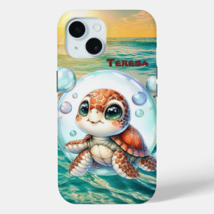 Coque Pour iPhone 15 Tortue de mer mignonne de plage 