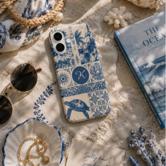Coques Case-Mate iPhone Tortue de mer Monogramme côtier