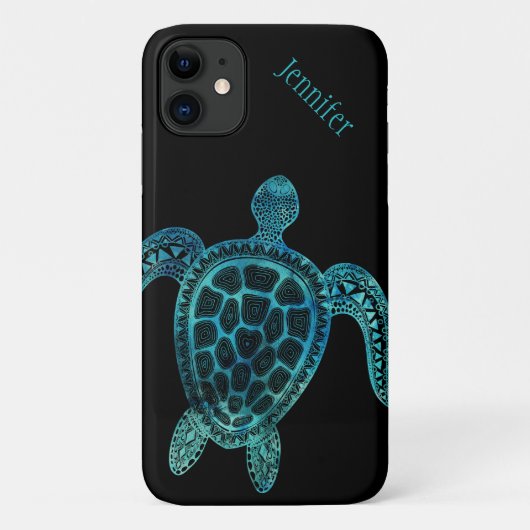 Coques Case-Mate iPhone Tortue de mer sur Noir (Dos)