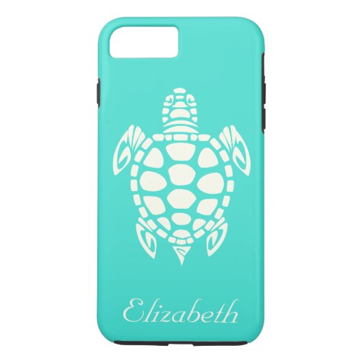 Coques Case-Mate iPhone Tortue de mer Tribal personnalisée Turquoise et iv (Dos)