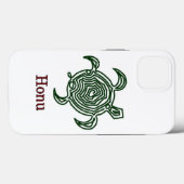 Coques Case-Mate iPhone Tortue de mer tribale hawaïenne en vert (Verso (horizontal))