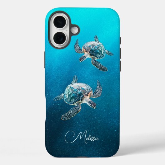 Coques Case-Mate iPhone Tortue de mer Turquoise | Côtier (Verso)
