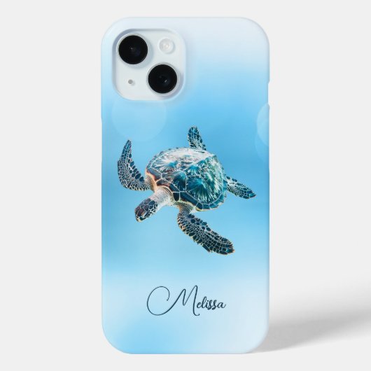 Coques Case-Mate iPhone Tortue de mer Turquoise | Côtier (Verso)