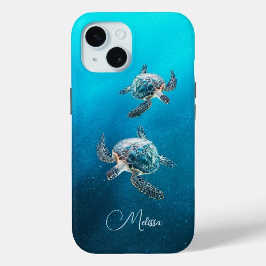 Coques Case-Mate iPhone Tortue de mer Turquoise | Côtier (Verso)