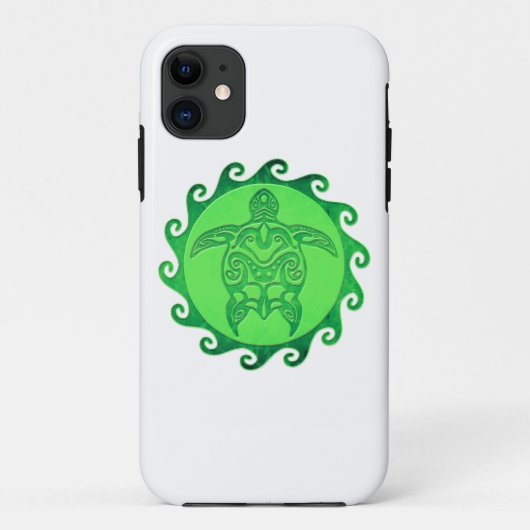 Coques Case-Mate iPhone Tortue de mer verte tribale (Dos)