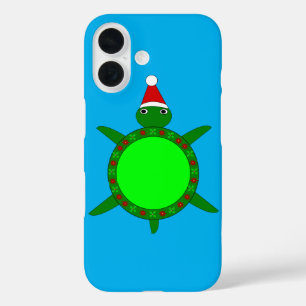 Coques iPhone 16 Tortue de Noël mignonne avec coquille de fleurs