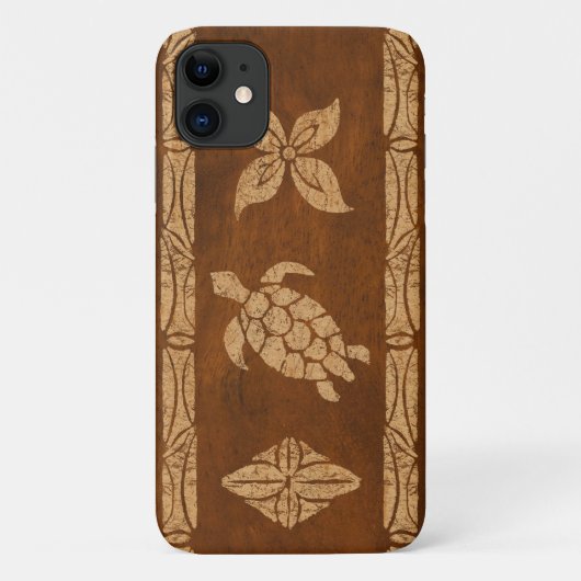 Coques Case-Mate iPhone Tortue samoane Totem Faux Koa Bois Surf (Dos)