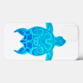 Coques Case-Mate iPhone Tortue tribale bleue (Verso (horizontal))