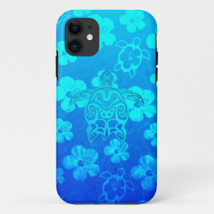 Coques Pour iPhone Tortue tribale bleue