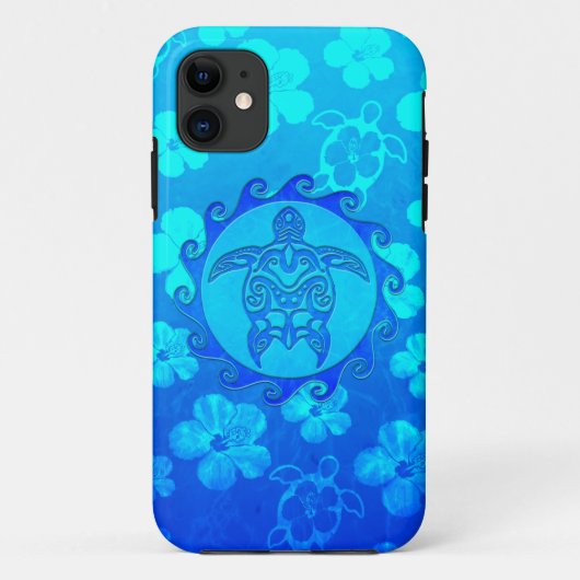 Coques Case-Mate iPhone Tortue tribale bleue Sun (Dos)
