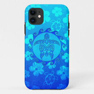 Coques Pour iPhone Tortue tribale bleue Sun